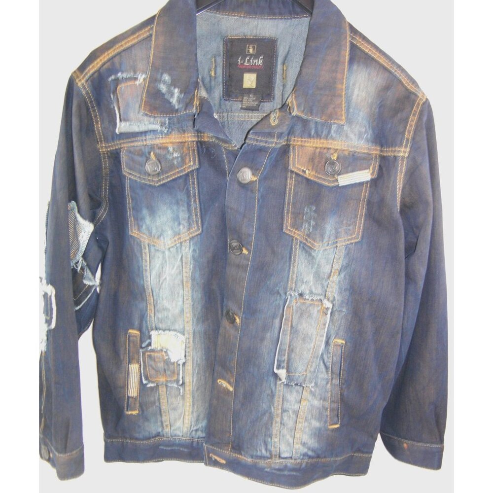 Vintage Classic Blue Denim Jean Jacket Distressed Size X Large Trucker NWT